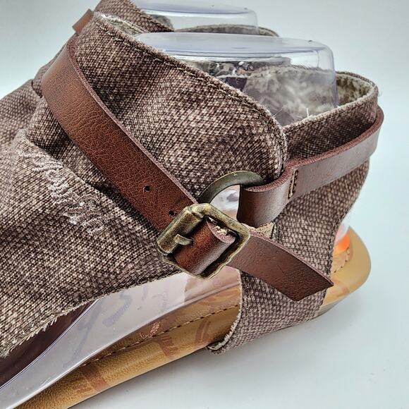 Blowfish Malibu Sandal Booties Flats Size 9.5 Brown Gladiator Fabric Open Toe - Picture 5 of 11